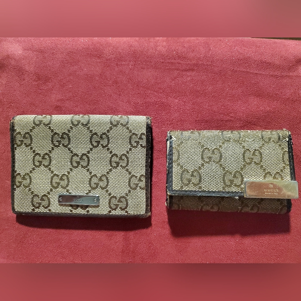 Gucci Monogram Card Wallet & Key Holder Case Bundle